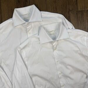 Suitsupply Dress Shirt Mens 16.5 42 White Tailored Fit Cotton Long Sleeve Lot 2